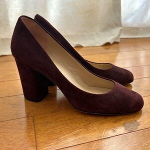 Via Spiga Burgundy Suede Block Heels